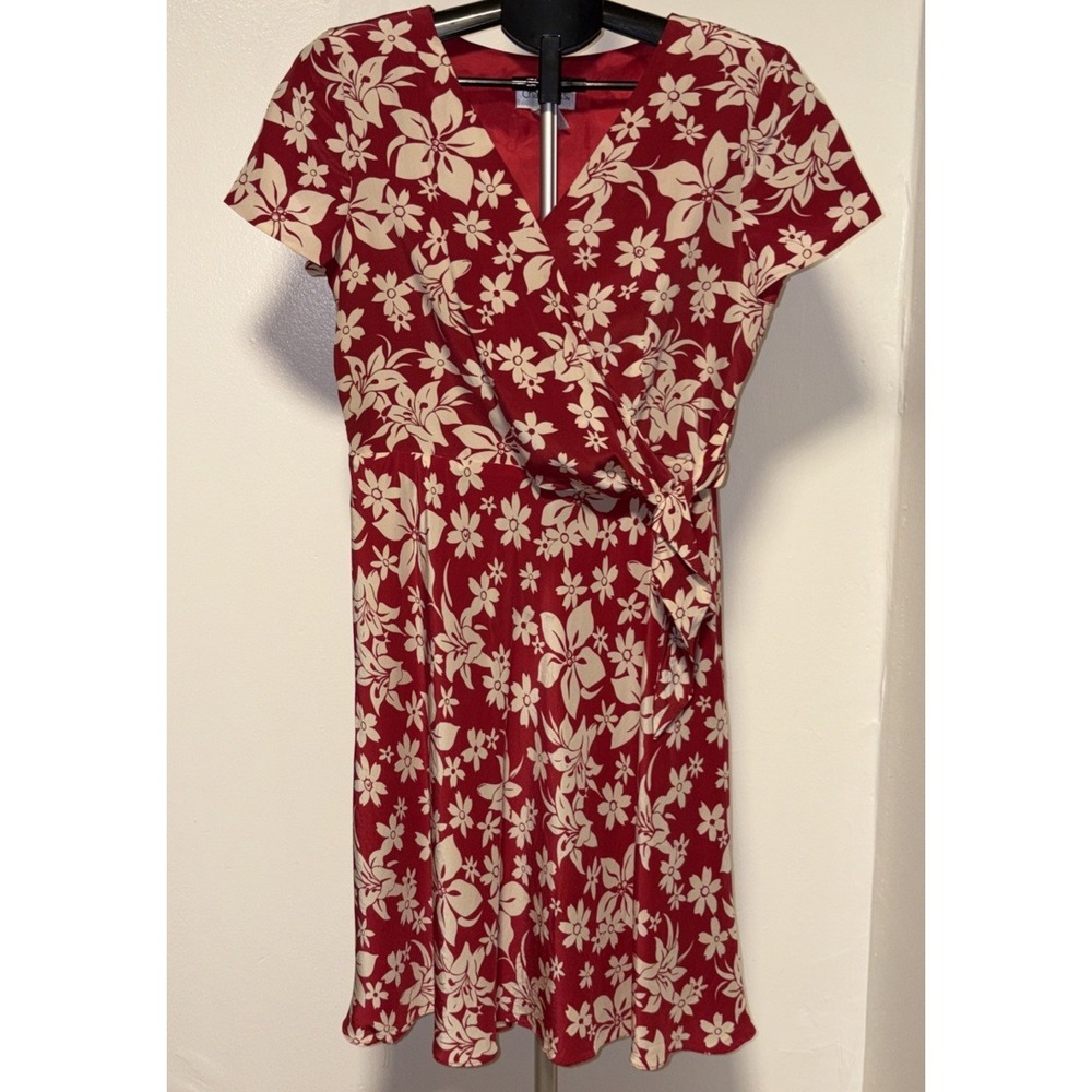 DRESS - Short Sleeve -‎ Chadwick's - Red / White Floral - Silk - Sz  Petite